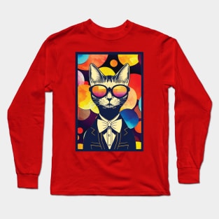 Cat in Glasses and Suit Long Sleeve T-Shirt